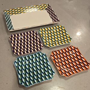 DVF Target Geo Colorful Patterned Ceramic Plates And Tray